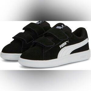 Puma Kids Black Suede Velcro Sneakers with Off-White Sole